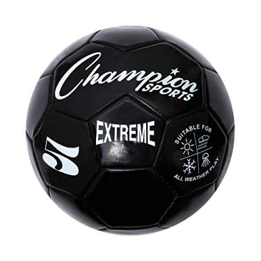 Imagem de Bola de futebol da série Extreme, tamanho 5 – bolas padrão universitárias, profissionais e da liga – todos os climas, toque suave, retenção máxima de ar – para adultos, adolescentes, preta