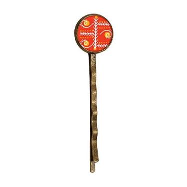 Imagem de Orange Line Totems Mexico Civilização Ancient Retro Metal Hair Bobby Pin Headwear