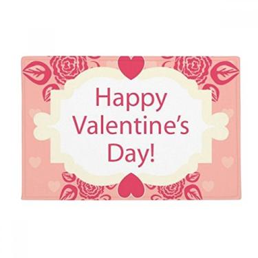 Imagem de DIYthinker Tapete rosa e branco Feliz Dia dos Namorados Tapete antiderrapante para porta de banheiro