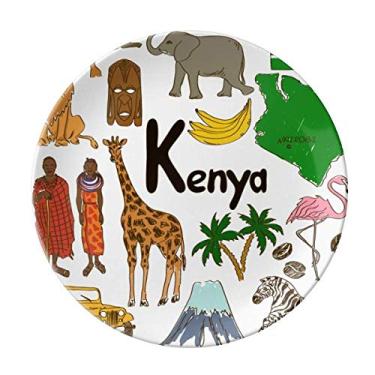 Imagem de Kenya Landscap Placa decorativa com bandeira nacional de porcelana Salver Prato de jantar