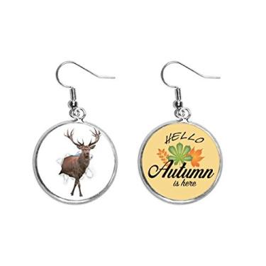 Imagem de Brinco de folha de outono com estampa de animais