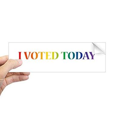 Imagem de DIYthinker LGBT Adesivo retangular de para-choque com bandeira de arco-íris I Vote Today para janela