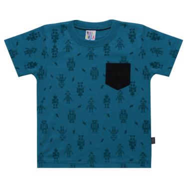 Imagem de Infantil - Camiseta Petróleo - Primeiros Passos Meia Malha Camiseta Azul Ref:46757-342-2  menino