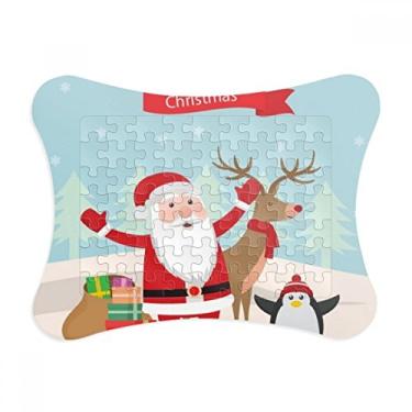 Imagem de Decoração de quadro de pinguim natalino, Papai Noel, alce, pinguim, enfeite de quebra-cabeça
