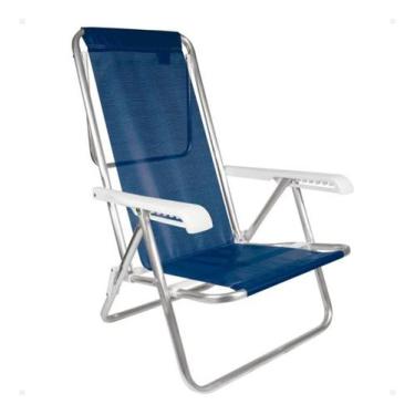 Imagem de Cadeira De Praia Reclinável 8 Posições Azul Marinho - Mor
