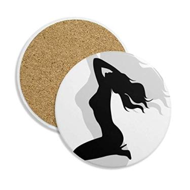 Imagem de Hot Long Hair – Porta-copos de cerâmica com suporte de caneca para bebidas – 2 peças de presente