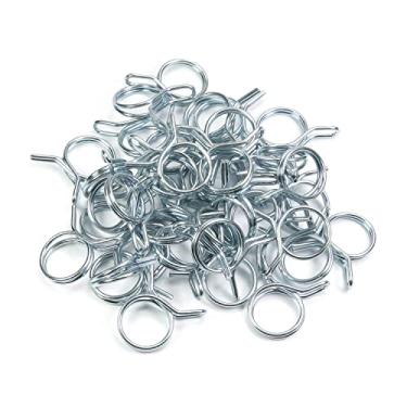 Imagem de Bettomshin 50 peças braçadeira de mangueira de mola de fio duplo 18 mm motocicleta ATV linha de combustível tubo de mangueira de silicone clipes de mola zinco banhado tom prata