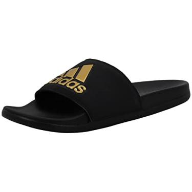 Imagem de adidas Sandália feminina Adilette Comfort Slide, Núcleo preto/dourado metálico/núcleo preto, 10