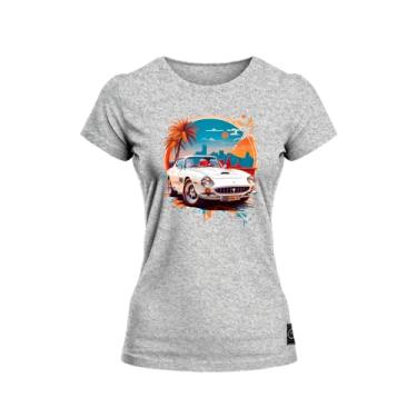 Imagem de Baby Look Estampada Algodão Premium Feminina T-Shirt Carro Paisagem Cinza XG