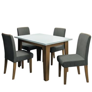 Imagem de Conjunto de Mesa Sala de Jantar Miami com 4 Cadeiras Nova York Cedro/Off/Mascavo Dobuê