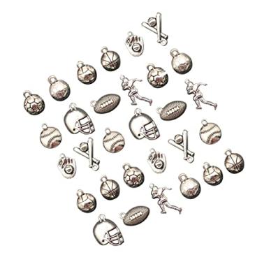 Imagem de NUOBESTY 30 Unidades Pingentes para fazer joias colares de joias femininas acessórios de beisebol colar de futebol pingente de liga encantos de pingente DIY capacete definir