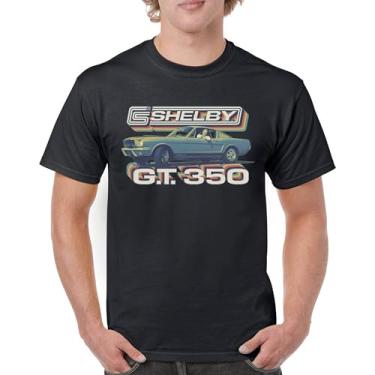 Imagem de Camiseta masculina vintage Shelby GT350 Shelby GT350 de corrida retrô Mustang Cobra GT Performance Powered by Ford, Preto, M