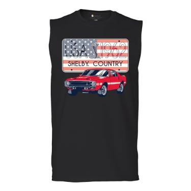 Imagem de Camiseta masculina Shelby Country Muscle 1962 GT500 American Racing feita nos EUA Mustang Cobra GT Performance Powered by Ford, Preto, G