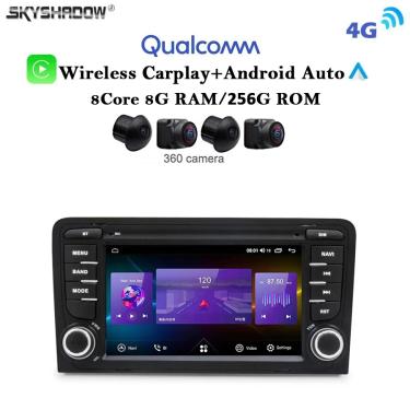 Imagem de Qualcomm-Car DVD Player com GPS Mapa  8G  256G  DSP Carplay  Android 13.0  IPS  Wi-Fi  Bluetooth