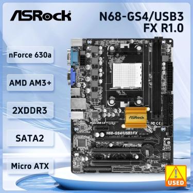 Imagem de Placa-mãe soquete AM3  /AM3  Asrock N68-GS4  USB3  FX  R1.0  2xDDR  16G  USB 3.1  Micro ATX para