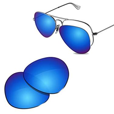 Imagem de Glintbay Lentes de óculos de sol de substituição 100% precisas para Ray-Ban RB3025-55 - Espelhado azul gelo polarizado