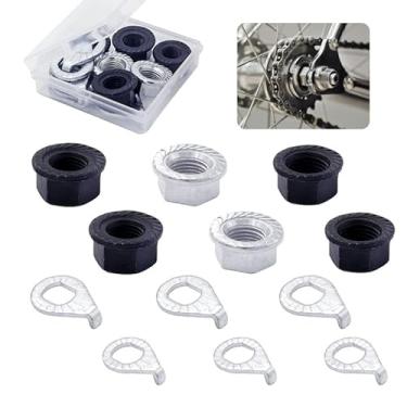 Imagem de VCCGY Kit de arruela de segurança e porca de eixo flangeado cubo de bicicleta, 3 tamanhos para roda de bicicleta dianteira e traseira