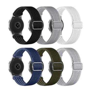 Imagem de Farluya Pacote com 6 pulseiras de relógio compatíveis com Samsung Galaxy Watch 3 de 45 mm/Galaxy Watch de 46 mm pulseiras/Gear S3 Frontier, pulseiras ajustáveis de nylon elástico de 22 mm para homens e mulheres