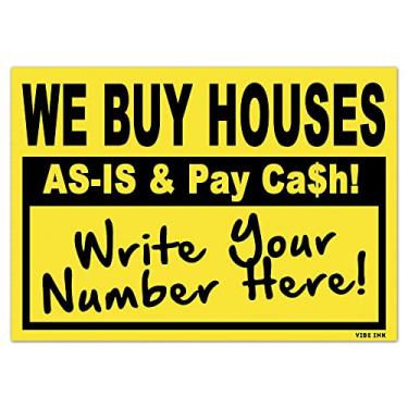 Imagem de Pacote de tintas VIBE 100qty - We Buy Houses - AS-is & Pay Cash - Escreva o seu # - 45,72 cm x 30,48 cm Placas de Bandido (Preto e Amarelo)