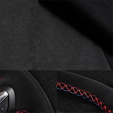 Imagem de Capa de volante de carro Name Can Be Added camurça, adequada para Golf 7 Mk7 New Polo Jetta Passat B8 Tiguan Sharan (linha preta)