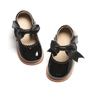 Imagem de Otter MOMO Sapato social feminino Mary Jane com tira em T uniforme escolar, D756-Preto, 10 Toddler