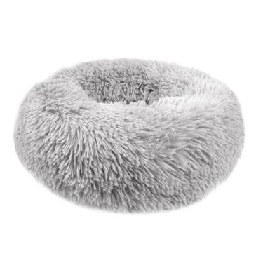 Imagem de QIYANER Cama para gato, Redonda Tecido de pelúcia toca para gatos cama casinha,Fundo não derrapante Macia e Confortável Diâmetro externo 50CM para Cachorros e Gatos Pet,Grey,80CM