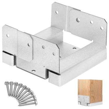 Imagem de 1 peça base de poste 6x6 para concreto, base de âncora de aço galvanizado ajustável para madeira de 14 x 14 cm, suporte de base de poste com suporte de 2,5 cm para varanda de pérgola de gazebo (inclui