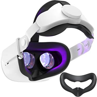 Imagem de SUPERUS Alça de cabeça e capa de silicone compatível com acessórios Oculus/Meta Quest 2, conforto aprimorado e mantém seu fone de ouvido VR livre de suor (preto)