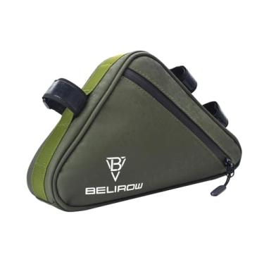 Imagem de Dynwave Bolsa para quadro de bicicleta, bolsa triangular para selim, bolsa portátil para tubo de bicicleta, bolsa de armazenamento para acessórios esportivos, Verde