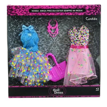 Imagem de Vestido Para Boneca - Doll Dress Kit 2 Looks - Azul c/ rosa