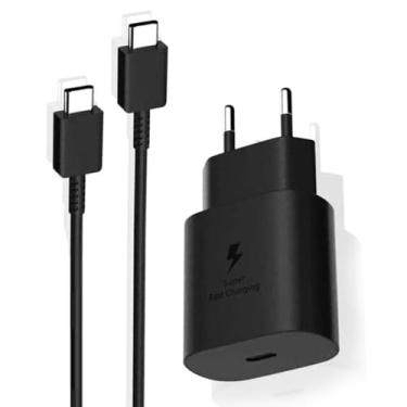 Imagem de Carregador COM CABO Tipo C 25W para Samsung 3A Fast Charge Preto Original Compatível com S21 FE S22 PLUS S23 S24 ULTRA