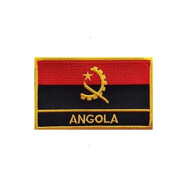 Imagem de Ruoming 1 peça de adesivos de bandeira de Angola bordados a ferro ou costurados tático militar nacional Angola (Angola)