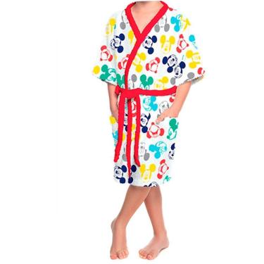 Imagem de Roupão Felpudo Infantil Quimono Estampado Mickey Colorido M