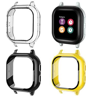 Imagem de [Pacote com 3] Capa Snyeest Compatível com Gizmo Watch 2 Protetor de tela para crianças, Capa de vidro temperado apenas para Verizon Gizmo Watch 2 (Preto+Claro+Amarelo)