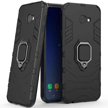 Imagem de Compatível com Samsung Galaxy J4 Plus Capa Prova de Choque de Camada Dupla, Anel Giratório de 360 com Suporte de Celular para Carro (Preto)