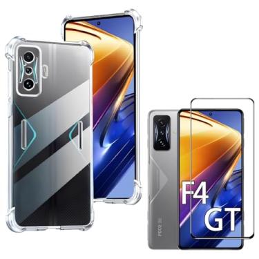 Imagem de Capa Capinha Anti Impacto + Película Premium 9D Cerâmica Para Poco F4 GT Tela De 6,67 Polegadas - (Bluepink)