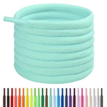 Imagem de Handshop Cadarços atléticos ovais de 1/10.2 cm 61.0 cm-182.9 cm em 22 cores, cadarços de sapato meio redondo, Azul gelo, 30 inch (76cm)