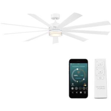 Imagem de Wynd XL ventilador de teto inteligente com 9 lâminas para ambientes internos e externos 182,88 cm branco fosco com kit de luz LED 3000K e controle remoto