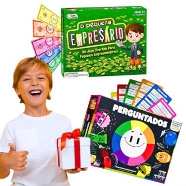 Imagem de Kit jogo perguntados jogos infantis educativos 2 em 1 + Brinquedo pedagógico Pequeno empresario educação financeira presente menino 8 anos menina dia das crianças