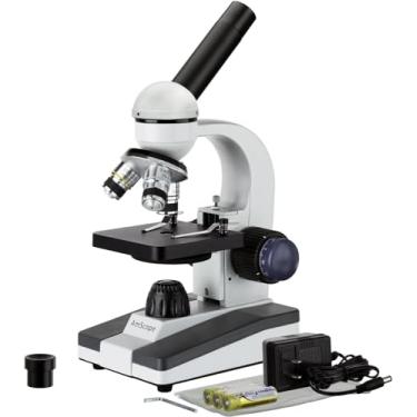 Imagem de AmScope M150C-E-A 40X-1000X LED Cordless All-Metal Framework Full-Glass Optical Lens Student Compound Microscope with Coarse & Fine Focusing + Digital Camera USB Imager