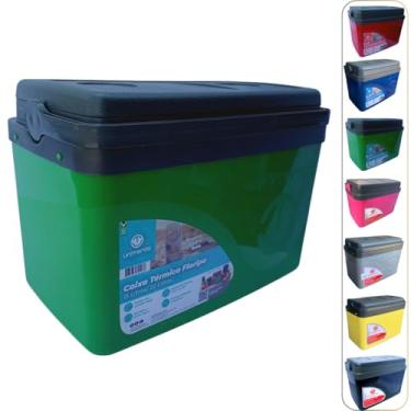 Imagem de Caixa térmica Cooler 15L Alça Tampa bandeja Floripa Unitermi Cerveja Água Suco Praia Churrasco (VERDE)