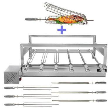 Imagem de Churrasqueira Giratória Grill Inox Gira Soft Grill 6 Espetos + Espeto 