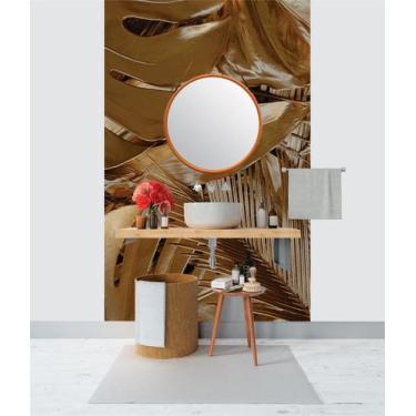 Imagem de Papel de Parede 3D Painel 1,5M Folhas Floresta Dourada Vinil Folhagem 