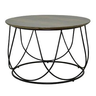 Imagem de Mesa Apoio Fringe Tampo Nogueira com Base Aco Preto 60 cm - 53491 - Su