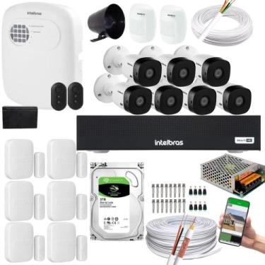Imagem de Kit 7 Câmeras 1120B Dvr 1008-C Intelbras +ivp 2000+kit Alarme+xas 4010