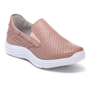 Imagem de Tênis Feminino Casual Couro Slip On Conforto Dia a Dia - Ranster, Rosê