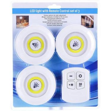 Imagem de  Lampada Led Luminaria Sem Fio Controle Remoto Kit Com 3 Spot - BC BOR