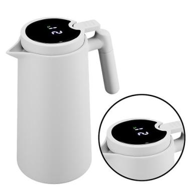 Imagem de Garrafa Térmica Termometro Digital 1L Café Chá Com Cabo Madeira - Orig
