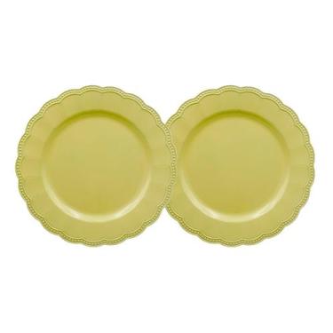 Imagem de Kit 2 Sousplat Redondo Amarelo Polipropileno 33Cm Rafimex