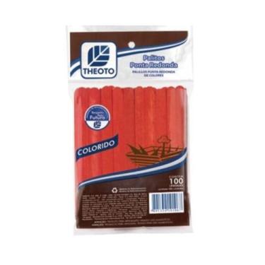 Imagem de Palito de sorvete madeira colorida 100un Vermelho Theoto